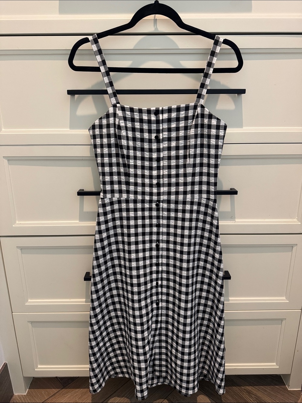Gianni Bini Black and White Gingham Midi Dress